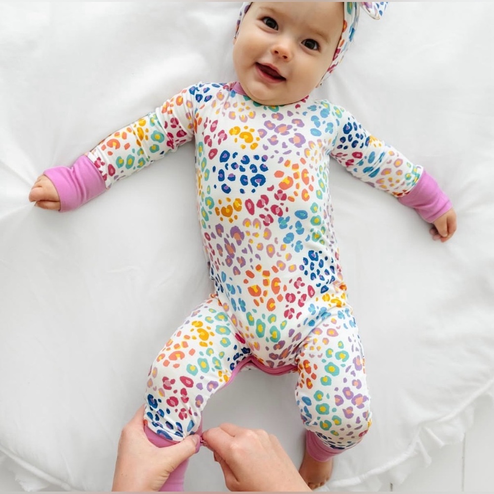 Little Sleepies Rainbow Leopard Kids Footie